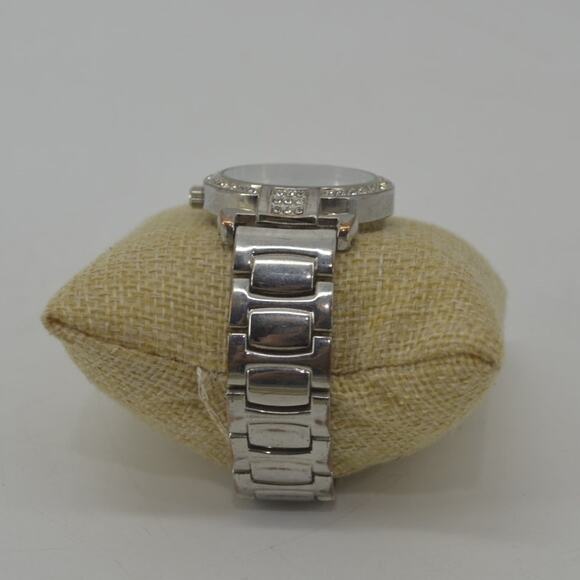 NY&C Stainless Steel Womens Analog Rhinestone Watch Silver - Picture 8 of 13